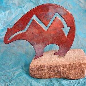 Zuni Bear With Lightning Bolt Heartline 3" Tall